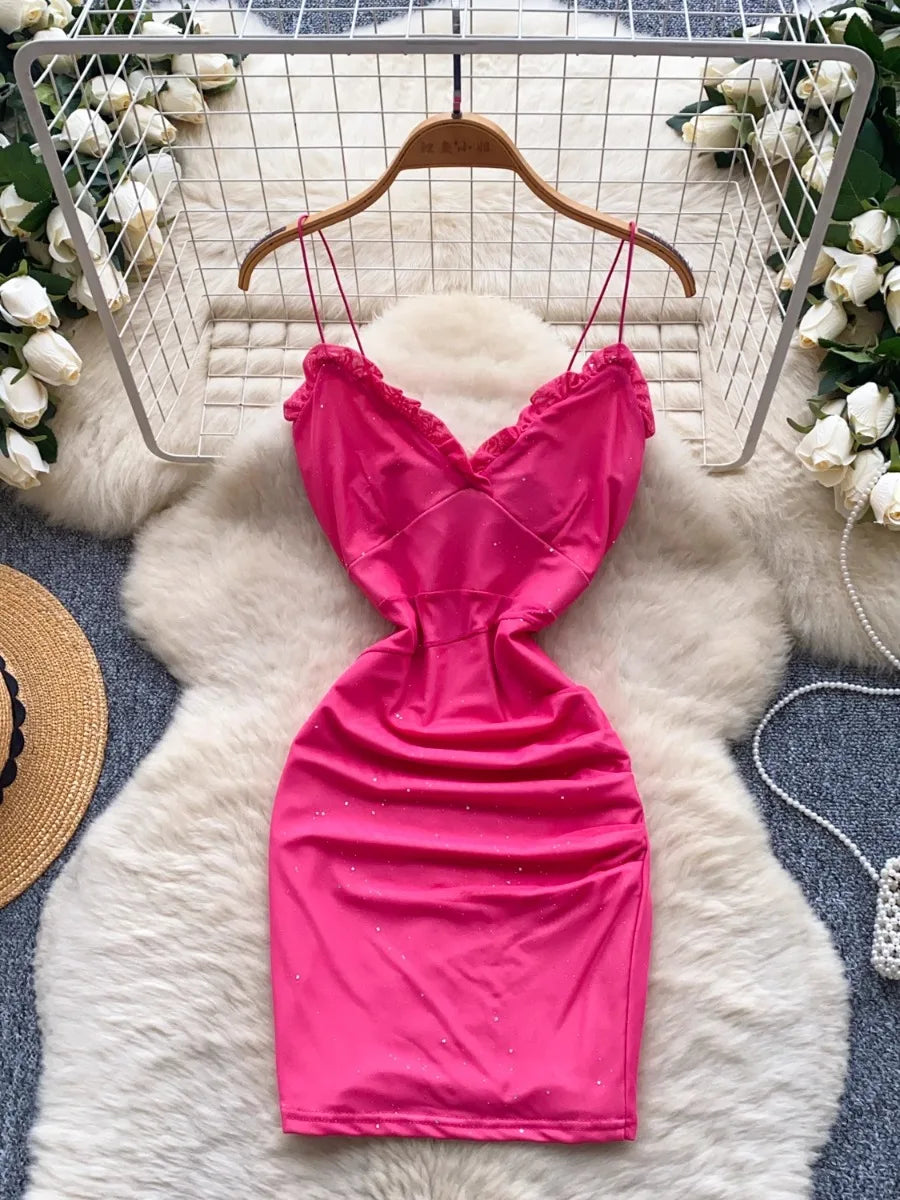 hot pink ruched bodycon dress Lureya Women's Hot Pink Summer 70s Off Shoulder Twist Tie Hollow Out Ruched  Bodycon Midi Dress,Elegant Fuchsia Solid Party Beach Vacation Midi Dress