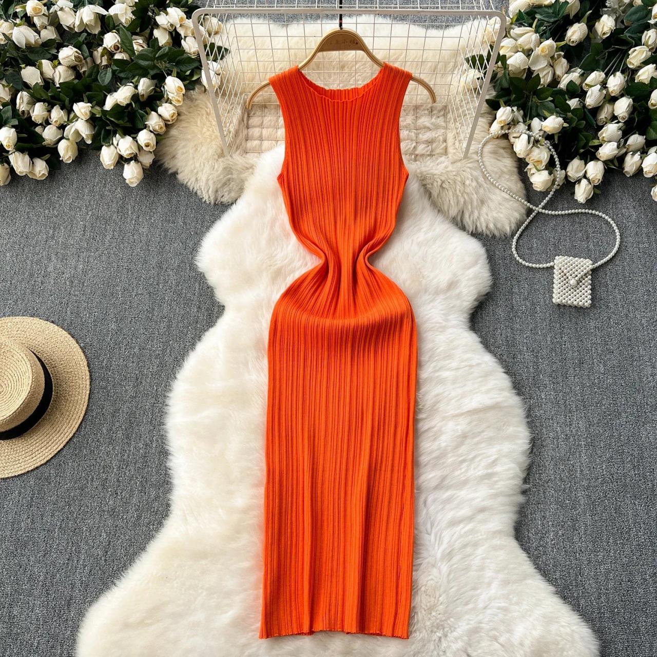orange knit midi dress Aruba Net Crochet Knit Midi Dress