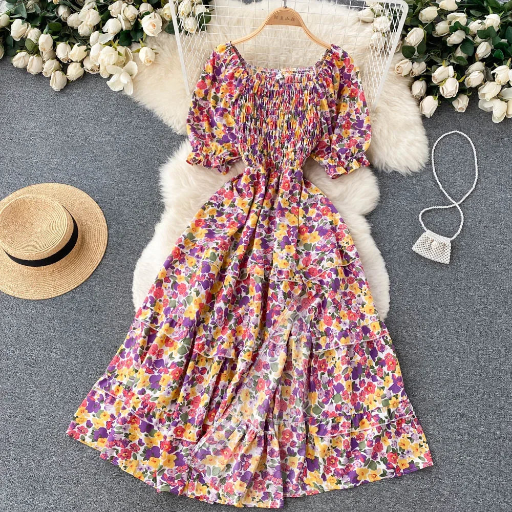 multicolor off the shoulder dress Multicolor Floral Print Off-Shoulder Bohemian Dress for Women  Anna-Kaci