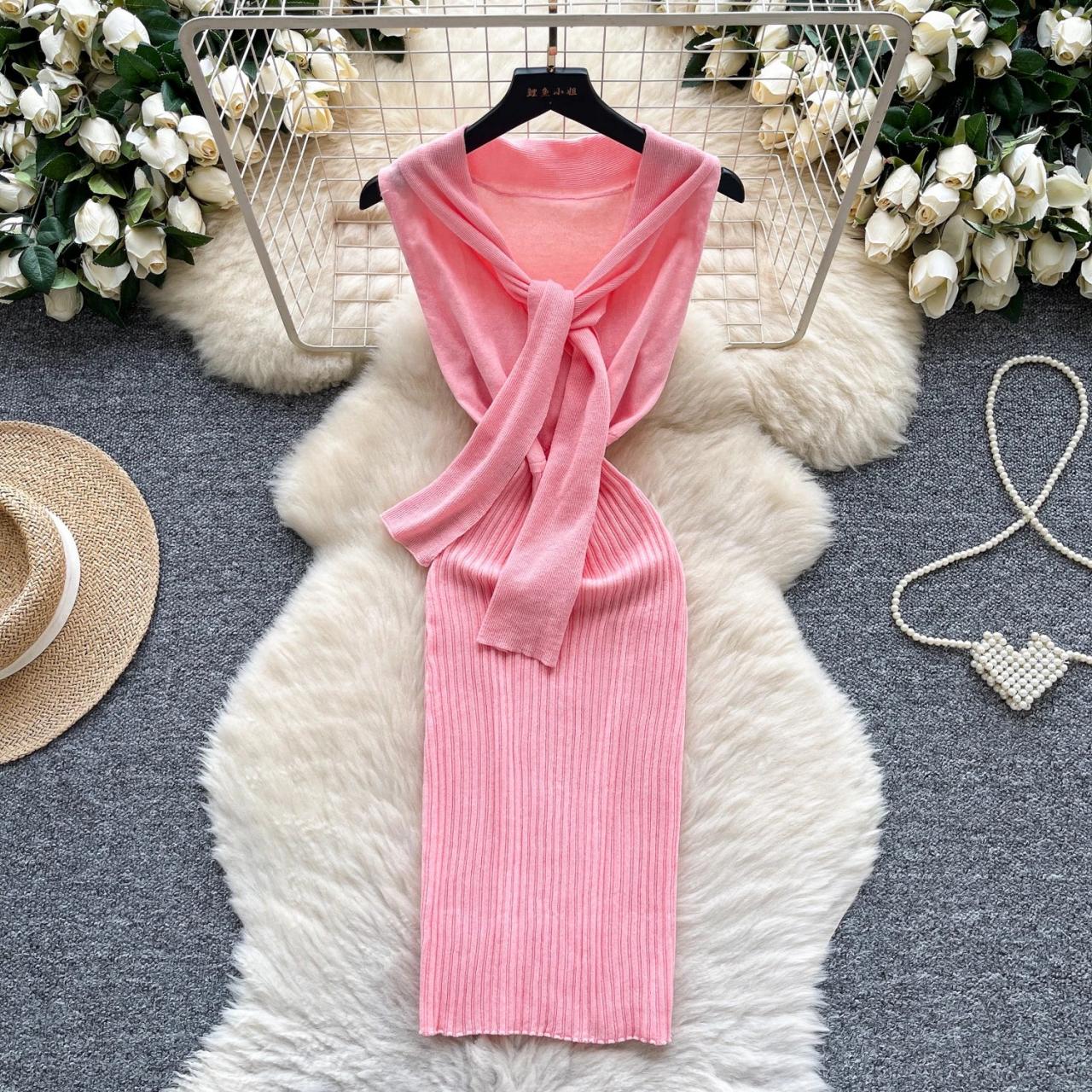 beige dress with scarf Nina Scarf Dress – LEIN main image 0