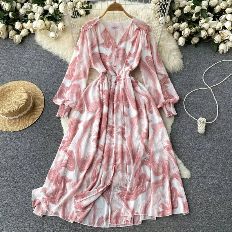 pink swirl dress Eloise Hand Beaded Mini Dress / Pink Swirl Print | MESHKI