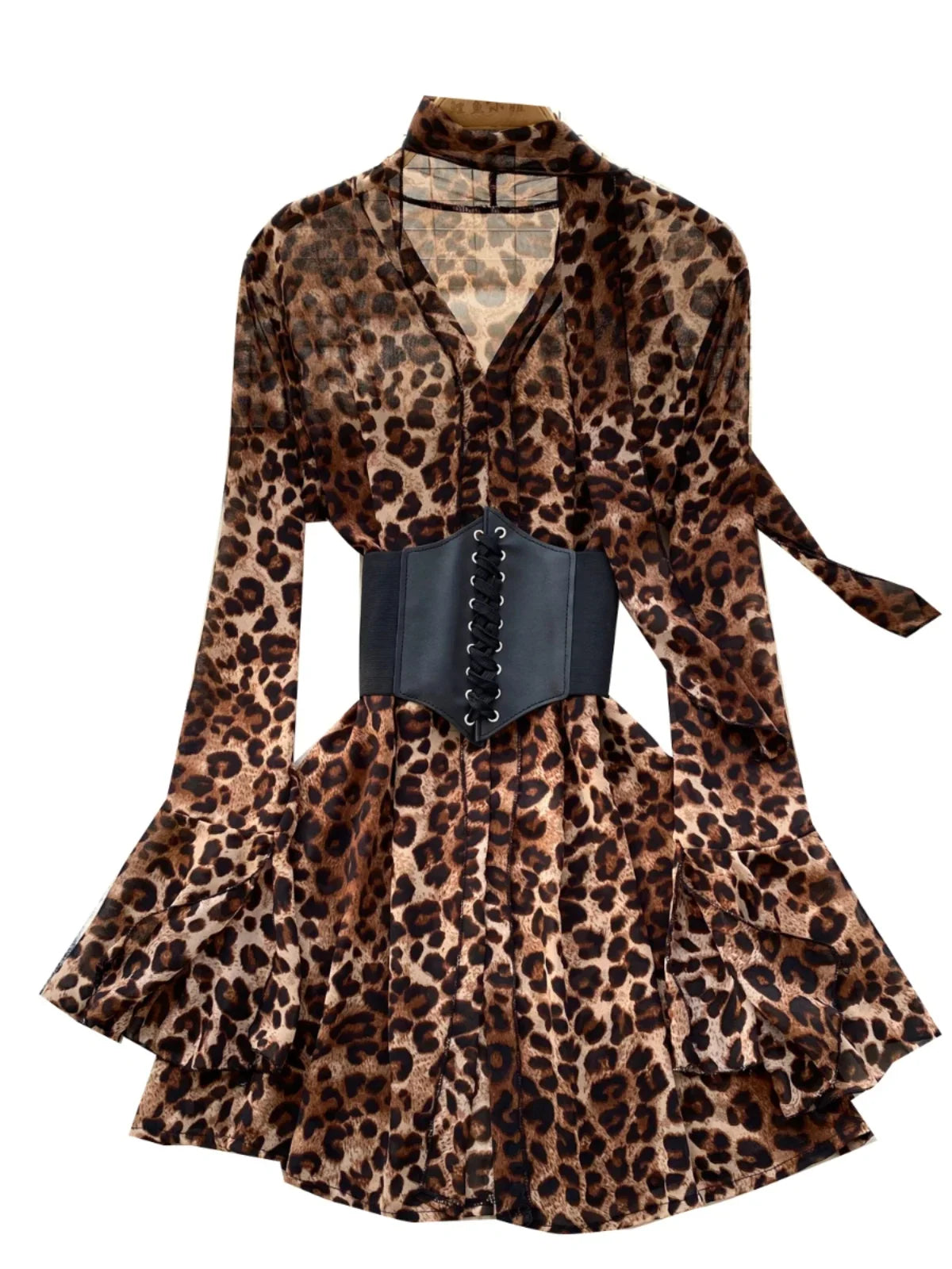 leopard print flare dress Amarra 89405 Double Strap Leopard Print Dress