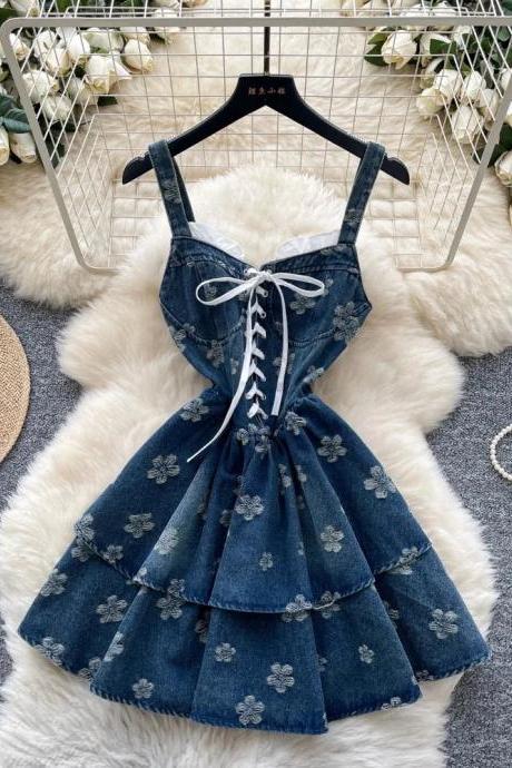 Sexy White Spaghetti Strap Lace Up Mini Dress - Denim Dresses | Women  Dresses | Luulla